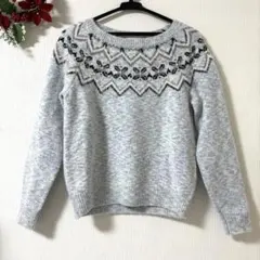 プロポーションボディドレッシング 求心柄ジャガードニットプルオーバー　パール付き