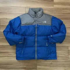 USA企画Lノースフェイス子供ブルーグレー青灰色ヌプシダウンジャケット