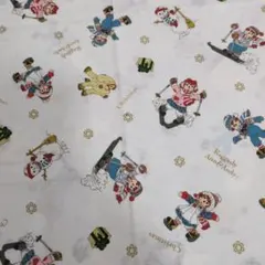 ラガディアン＆アンディ クリスマス柄布　スキー柄　白