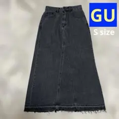 GU デニムフレアスカート バックスリット ブラック Sサイズ