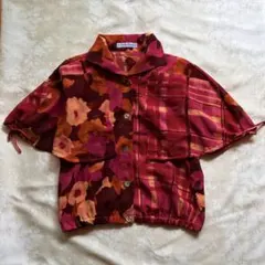 TSUMORI CHISATO イッセイミヤケ 半袖ブラウス　チェック×花柄のサムネイル
