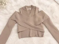 murua フロントクロス ジップ ニット トップス