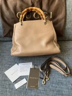 GUCCIグッチ バンブー ハンドバッグ 日本限定 フローラ 2wayベージュ