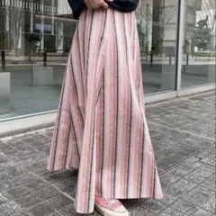 SHENERY シーナリー 切替ストライプフレアマキシスカート 36のサムネイル