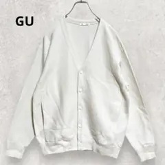GU Vネックニットカーディガン M アイボリー ゆったり 清潔感 レイヤード