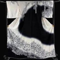 辻が花 シックモノトーン 白×黒 訪問着