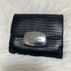 【極美品】COACH コーチ エライザ　二つ折り 財布 レザー ブラック 黒