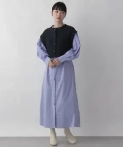 LOWRYS FARM◆セット◆フハク＊ニットベスト２Ｐワンピース/ストライプ柄