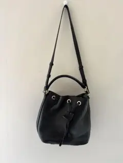 MACKINTOSH黒いレザー バケツ型ショルダーバッグ