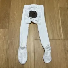babyGAP ホワイト クマ刺繍 ベビータイツ 12-24カ月