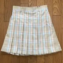 Heather チェックプリーツ ミニスカート ベージュ