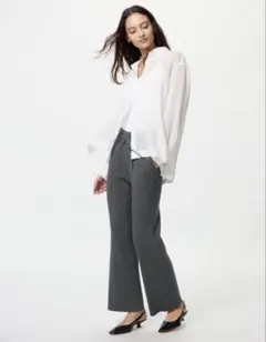 ウォッシャブルニットリブパンツ　UNIQLO　Sサイズ ダークグレー