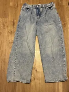 MONO-MART ライトブルー ワイドデニムパンツ M