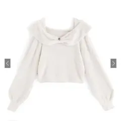 リボンカラーフェザーニットトップス［kz446］