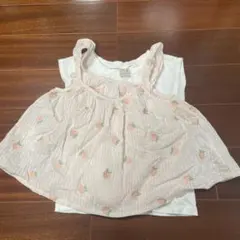 petit main ピーチ刺繍 キャミソール Tシャツ 100