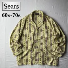 【70s Sears】PERMA PRESTオープンカラーパジャマシャツk42のサムネイル
