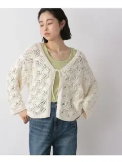 網ニット カーディガン リボンのサムネイル