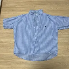 U.S. POLO ASSN. 半袖シャツ L 青と白ストライプ