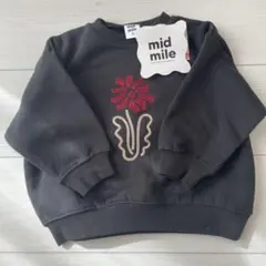 mid mile 花刺繍 トレーナー 黒