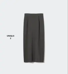 UNIQLO ストレッチダブルフェイスナロースカート　グレー　S⚪︎455663のサムネイル