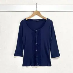 コムサイズム レースドッキング リブカーディガンカットソー L 羽織 上品のサムネイル