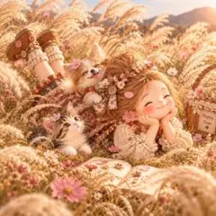 女の子とチワワ８パネル