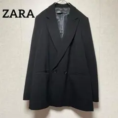 ザラ ダブルボタン テーラードジャケット 黒（S）シンプル 無地