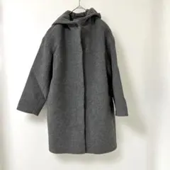 【UNIQLO】 グレー フード付き ロングコート　S、2-7