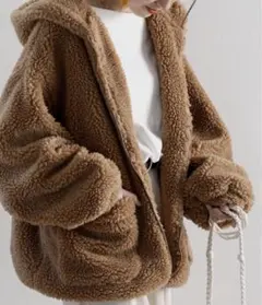 オーバーサイズ ボリューム袖 ミドル丈 無地 ジップアップブルゾン