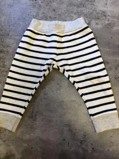 プチバトー　白と黒のストライプパンツ