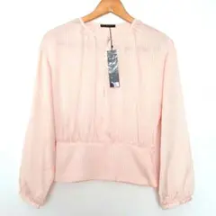 【SALE】未使用タグ付 シフォンウエストギャザーシャツ ブラウス XS ピンク