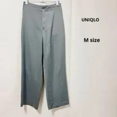 UNIQLO ユニクロ サテンリラックスストレートパンツ M グリーン