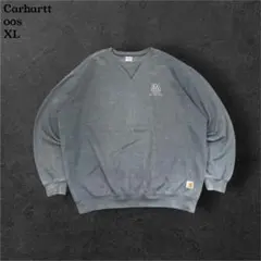 00sCarharttカーハート企業スウェット刺繍ロゴアメカジフェードグレーXL