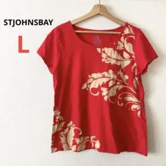STJOHNSBAY花柄ビーズ付き赤半袖Tシャツ　L