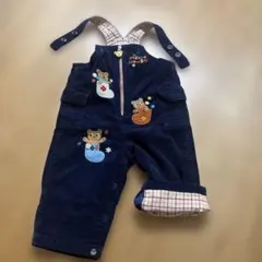 ミキハウス 刺繍 コーデュロイ オーバーオール クマ 冬 80