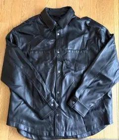 ZARA ブラック レザーシャツ XL