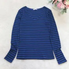 culots ボーダーニット レディーストップス Vネック カジュアル シンプル