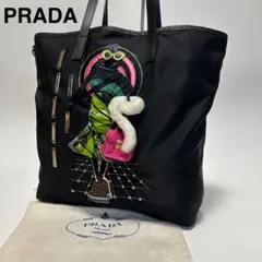 u79【極美品】プラダ　ロボット　三角ロゴ　サフィアーノ　ブラック　トートバッグ
