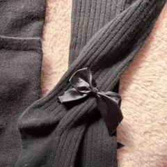 黒 リボン付き タイツ／レギンス 2点セット 80-85