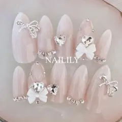 オーダーネイルチップ♡ピンクフレンチガーリー量産型韓国地雷推し活姫