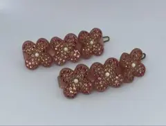 良品✨ アッカ ヘアコーム ラインストーン ローズ ピンク バタフライ 