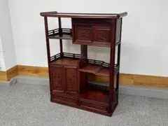 T1528☆美品☆違い棚　唐木　花梨　無垢材　両面茶棚　茶箪笥　飾り棚　和家具 T1528☆美品☆違い棚 唐木 花梨 無垢材 両面茶棚 茶箪笥 飾り棚 和家具