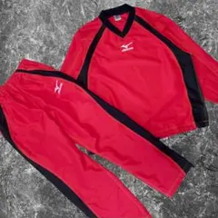 極美品 Mizuno TOUGH BREAKER ナイロンセットアップ レッド