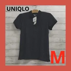 ユニクロ 半袖ドライ ポロシャツ レディース M ドット柄 ネイビー