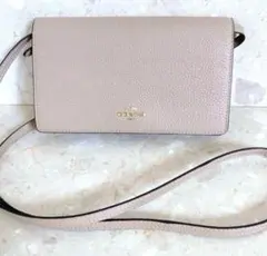 そ*き様 COACHショルダーウォレット 長財布 斜めがけ ベージュ
