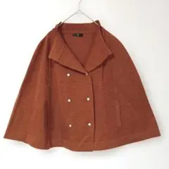 ベルメゾン 千趣会 オレンジ系 ポンチョ 羽織り 裏地なし
