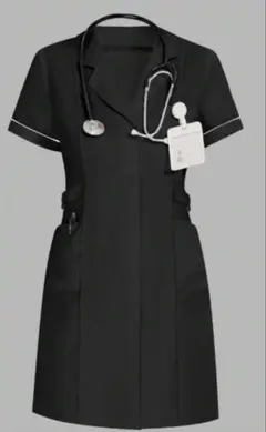 ナース服 半袖 ミニワンピース ブラックのサムネイル