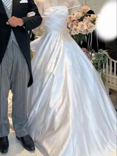 ウェディングドレス　白　Aライン　オーダーメイド　純白　結婚式　サテン