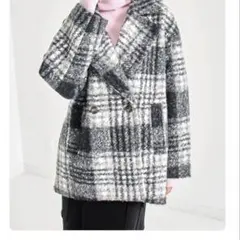 新品　ANAP チェック　コート　ジャケット　ボア　かわいい　オシャレ