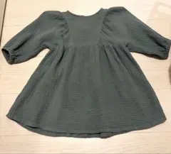 アプレレクール　綿100 七分袖ワンピース 90㎝　グリーン